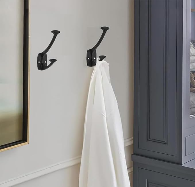 10 Pack Matte Black Hooks Hat Wall Hooks for Mounted Hanging Wall Mount Hanger Backpack,Purse,Bag,Towel Organization Decorative Wall Hooks