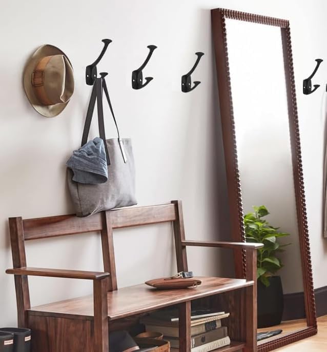 10 Pack Matte Black Hooks Hat Wall Hooks for Mounted Hanging Wall Mount Hanger Backpack,Purse,Bag,Towel Organization Decorative Wall Hooks