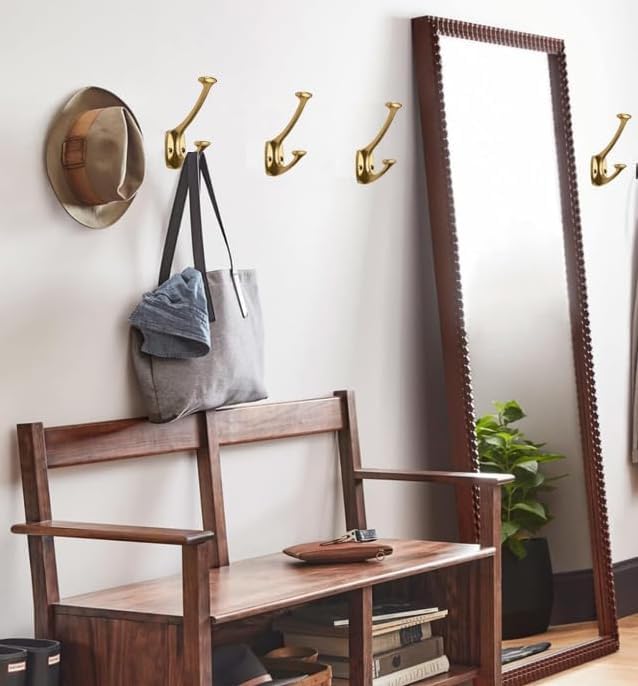 10 Pack Champagne Bronze Hooks Hat Wall Hooks for Mounted Hanging Wall Mount Hanger Backpack,Purse,Bag,Towel Organization Decorative Wall Hooks