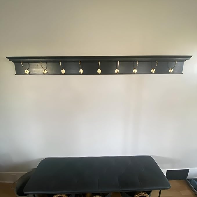 (Pack of 5) Soild Brass Wall Hooks for Hanging, Antique Brass Coat Hooks Wall Mounted, Hooks for Living Room, Bathroom, Kitchen, Bedroom for Coat, Bag, Scarf, Towel, Hat, Key