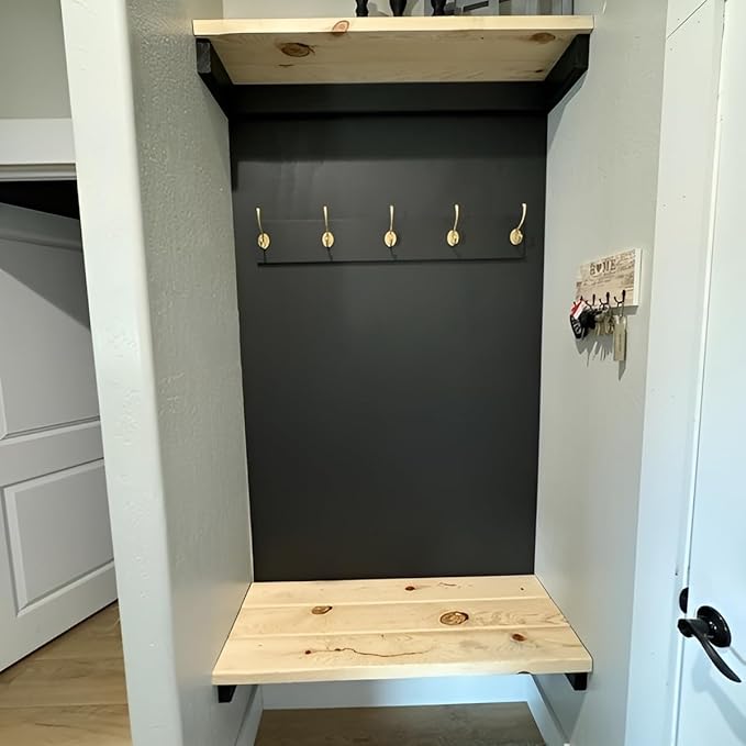 (Pack of 5) Soild Brass Wall Hooks for Hanging, Antique Brass Coat Hooks, Hooks for Living Room, Bathroom, Kitchen, Bedroom for Coat, Bag, Scarf, Towel, Hat, Key,