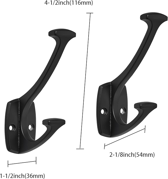 10 Pack Matte Black Hooks Hat Wall Hooks for Mounted Hanging Wall Mount Hanger Backpack,Purse,Bag,Towel Organization Decorative Wall Hooks