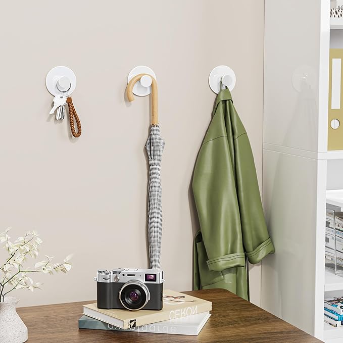 10 Pack Adhesive Wall Hook for Coat and Towel: Extra Sticky 12 LB (Max), Stainless Coat Rack Door Holder Hanger, White Heavy Duty