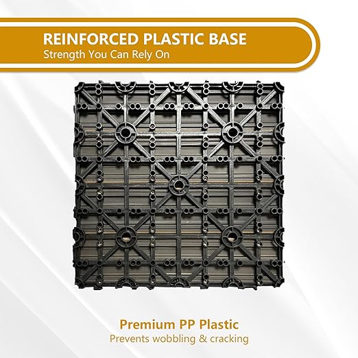 10 PCS Composite Deck Tiles-12" x 12" Waterproof Outdoor Composite Wood Tiles for Balcony, Backyard, Porch, Pool Side, Terrace (Golden Teak)