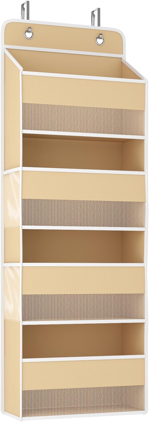 1 Pack 4-Tier Over the Door Organizer, Heavy-Duty Large Deep Pocket Hanging With 4 Large Front & 4 Side Pockets With for Pantry, Kitchen, Bathroom, Dorm, Beige