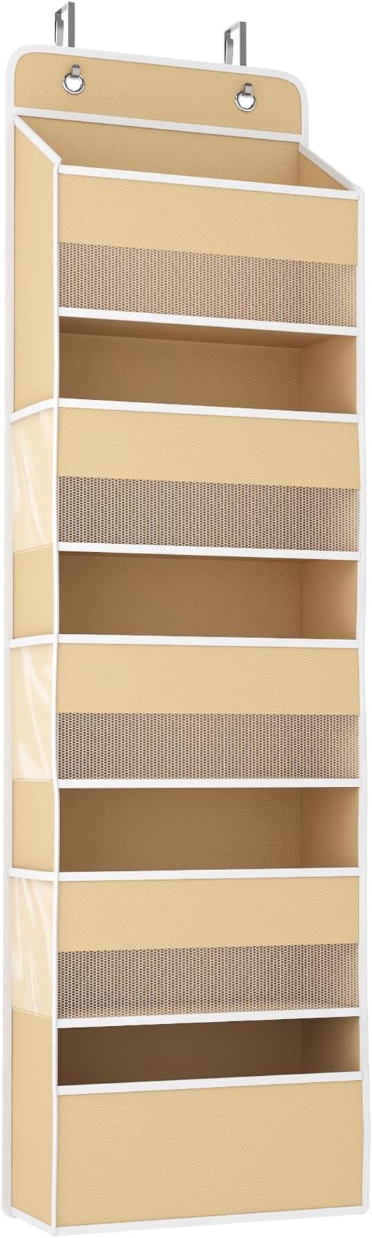1 Pack 5-Tier Over the Door Organizer, Heavy-Duty Large Deep Pocket Hanging With 5 Large Front & 6 Side Pockets With for Pantry, Kitchen, Bathroom, Dorm, Beige