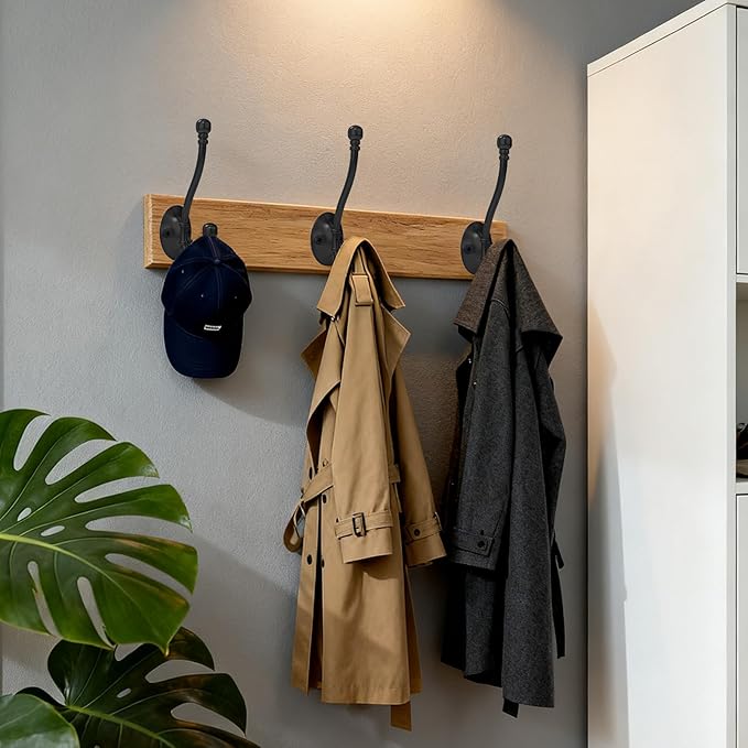 10 Pack Heavy Duty Wall Hooks for Hanging, Metal Coat Hooks Wall Mount, Easy to Install, Ideal for Living Room, Bathroom, Kitchen, Bedroom (Black)