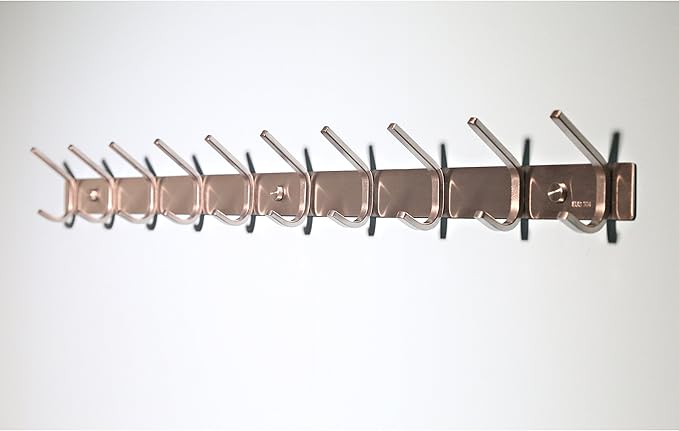 10 Hooks,WEBI Heavy Duty Stainless Steel 304 Hook Rail Coat Rack with 10 Hooks, Satin Finish, Great Home Storage & Organization for Bedroom, Bathroom, Foyers, Hallways,2Packs