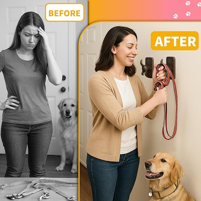 1 Pack Cast Iron Dog Leash Holder for Wall - Dog Butt Hooks Organizer - Heavy Duty Wall Hooks for Keys, Coat, Harness, Hat, Bag, Towel - Rustic Decorative Pet Leash Hook - Gift for Pet Lovers