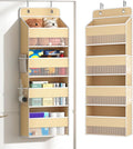 1 Pack 4-Tier Over the Door Organizer, Heavy-Duty Large Deep Pocket Hanging With 4 Large Front & 4 Side Pockets With for Pantry, Kitchen, Bathroom, Dorm, Beige