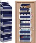 1 Pack Over The Door Organizer, Hanging Storage Organizer with Clear Window, 40lb Ultra Sturdy Large Capacity Room Organizer for Pantry Laundry Bathroom Nursery Closet (Blue)