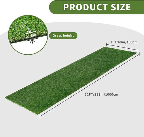 0.8 Inch Artificial Grass Turf - 3FTx32FT Pet Friendly Rug UV Resistant Indoor Outdoor Carpet for Garden, Balcony, Deck